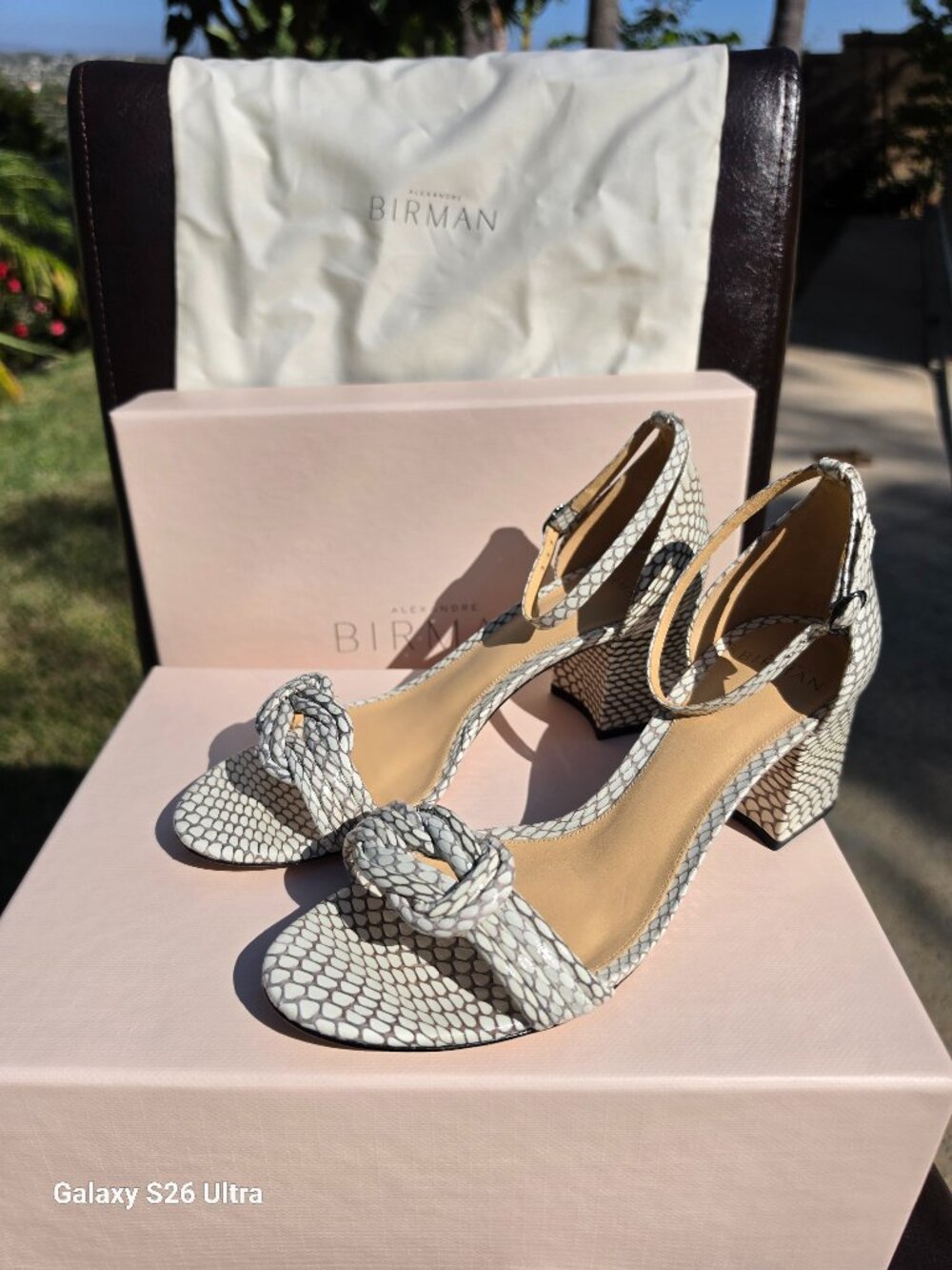 Alexandre Birman Malica 60 Naja Natural Exotic Leather Sandals - Size 38